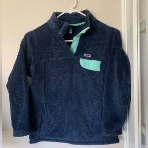 Kids Patagonia Retool Pullover-size 10 navy/green